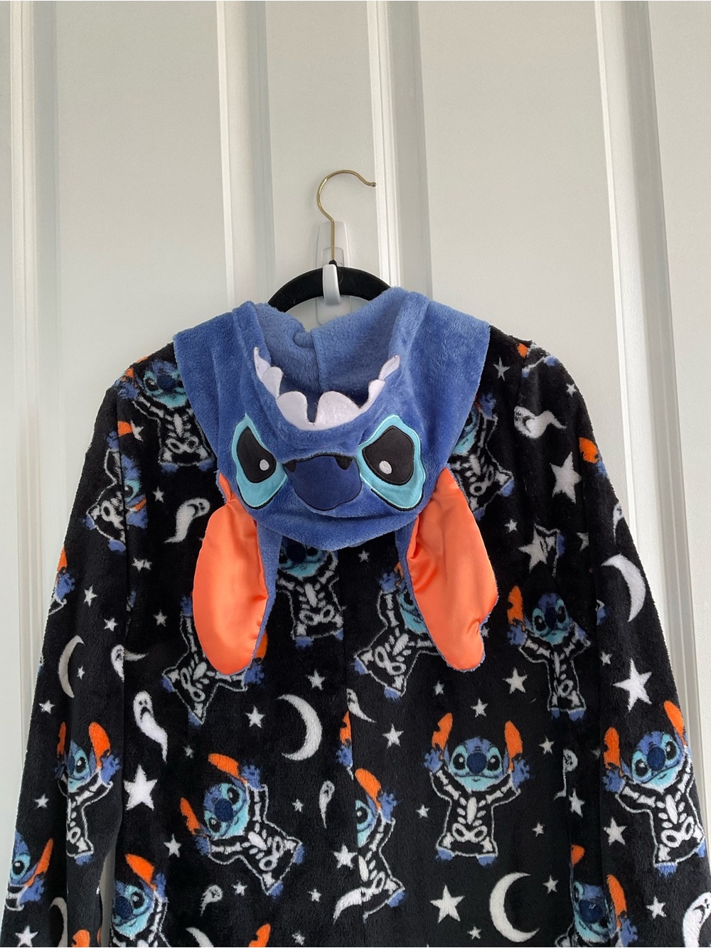 Disney Stitch Hooded Fleece Onesie - Blue & Black with Orange Accents - Picture 7 of 8